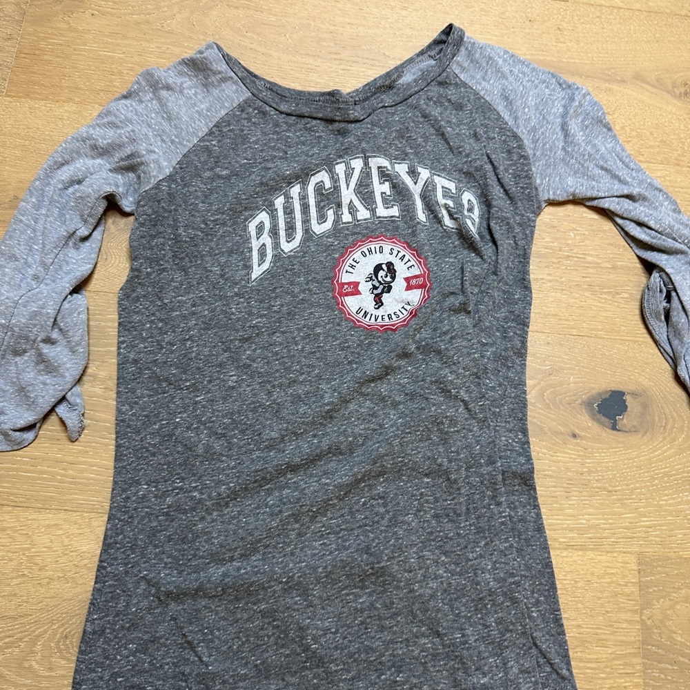 Buckeyes Long Sleeve Raglan Tee - Gray